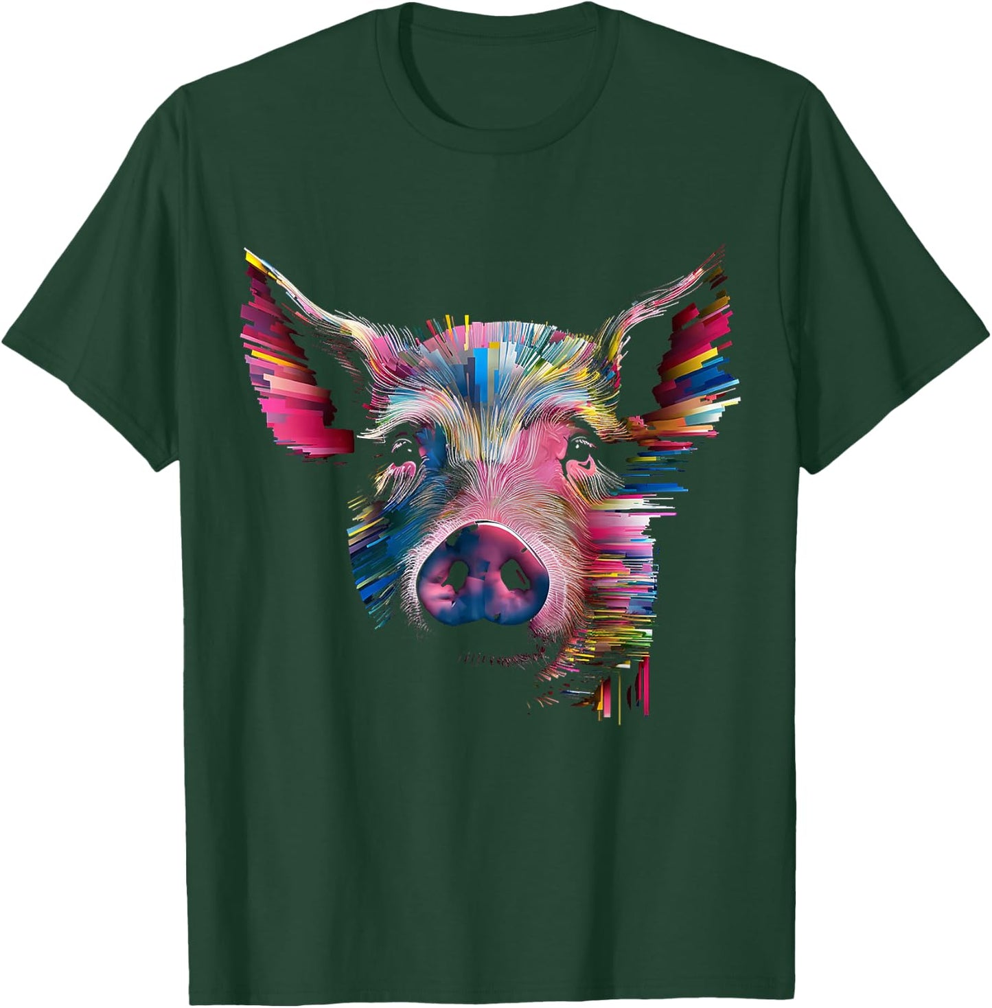 Pig Abstract Geometric Animal Colorful Art Graphic Pig T-Shirt - T-Shirt | Forest
