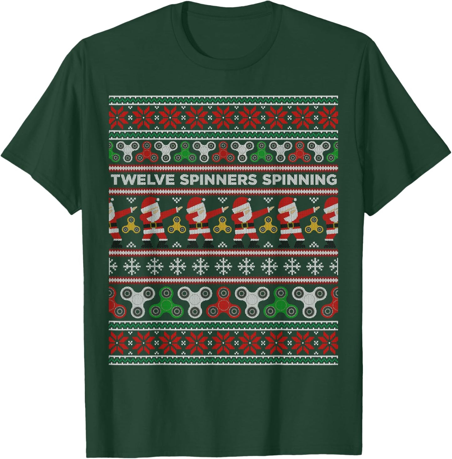 Fidget Spinner Ugly Christmas Sweater Dabbing Santa T-Shirt - T-Shirt | Forest