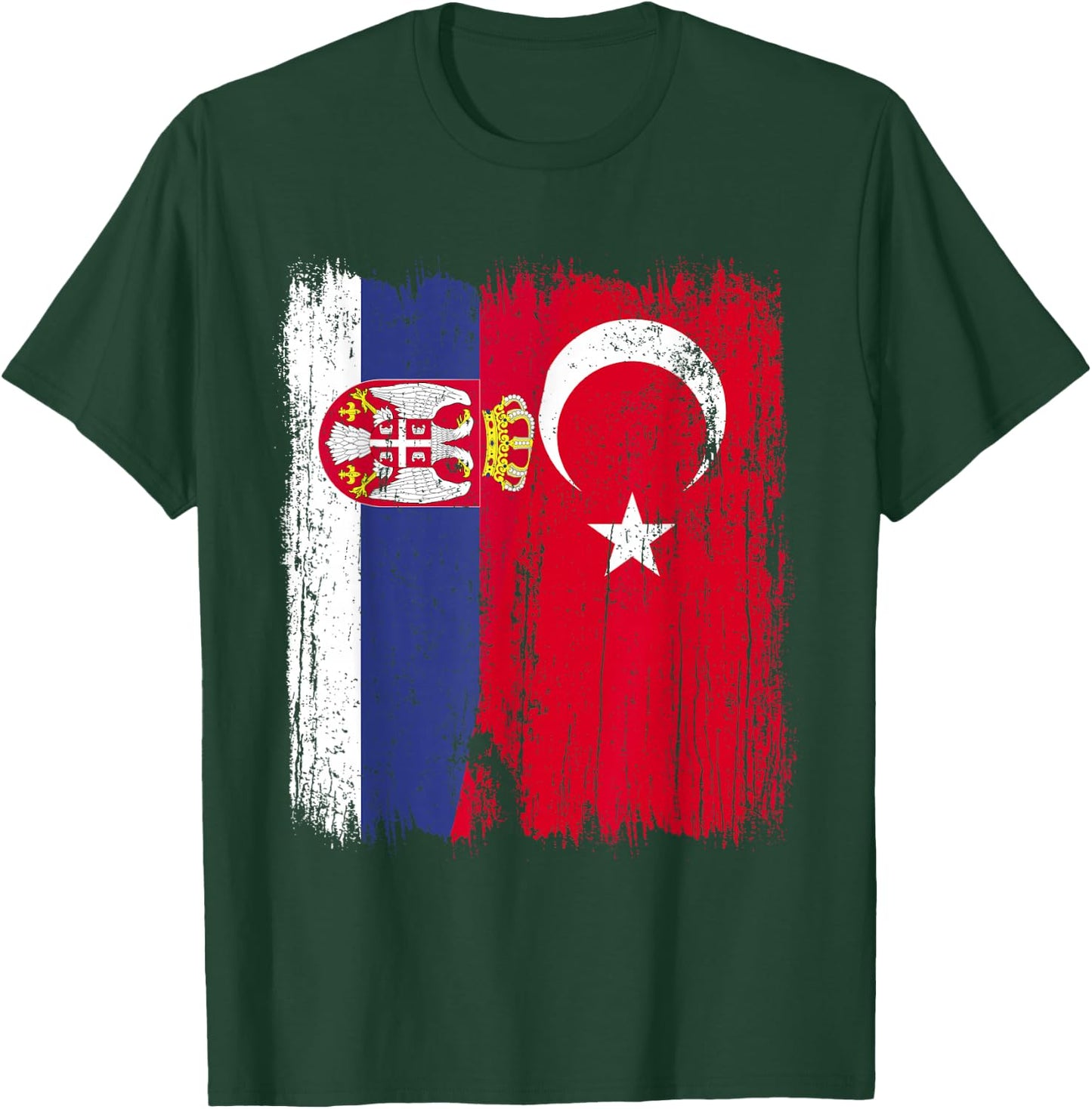 Serbia Turkey Half Flag Turkiye Serbian Turkish Jersey T-Shirt - T-Shirt | Forest