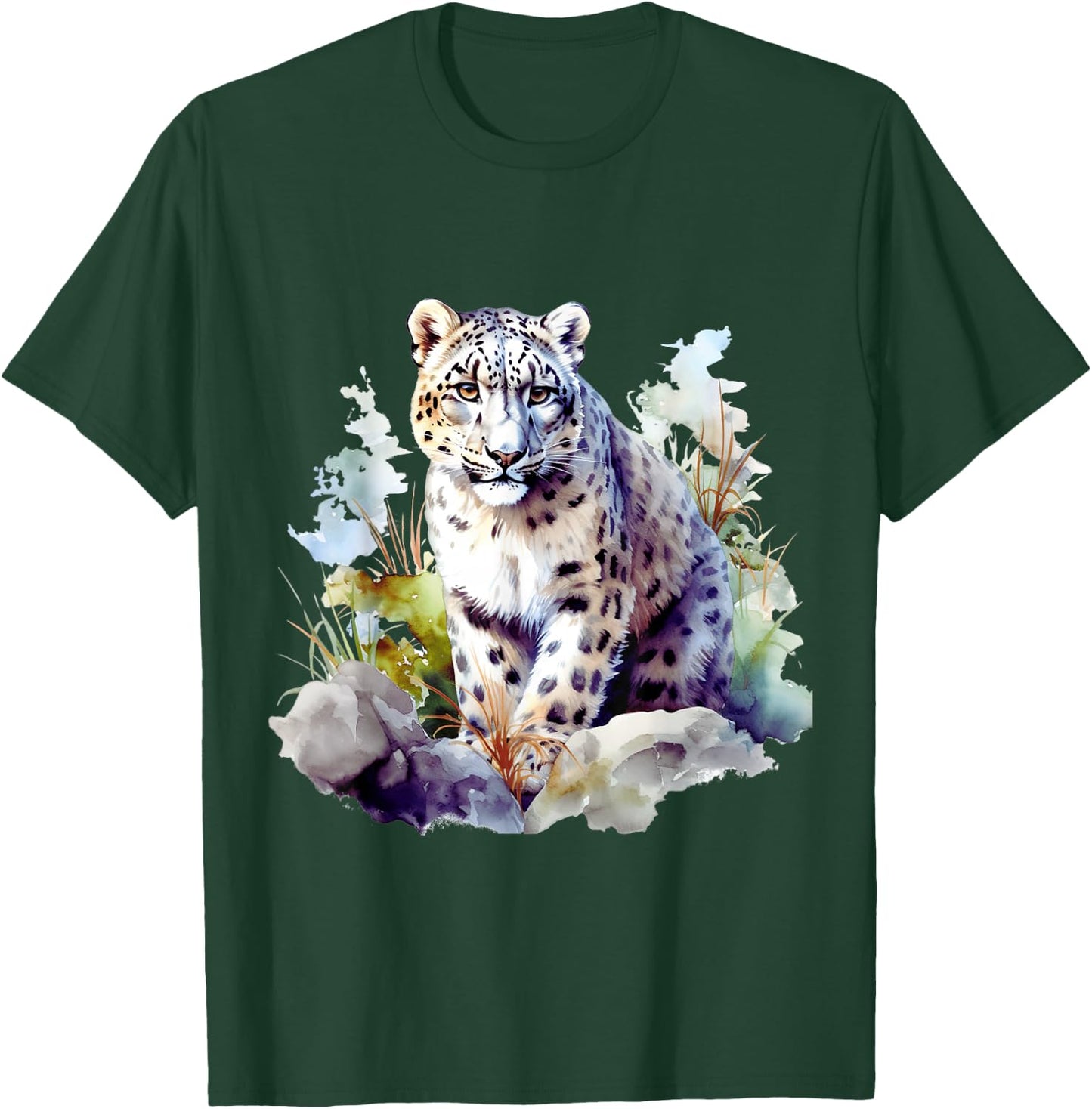 Schneeleopard Winter Mountain Big Cat Wildlife T-Shirt - T-Shirt | Forest
