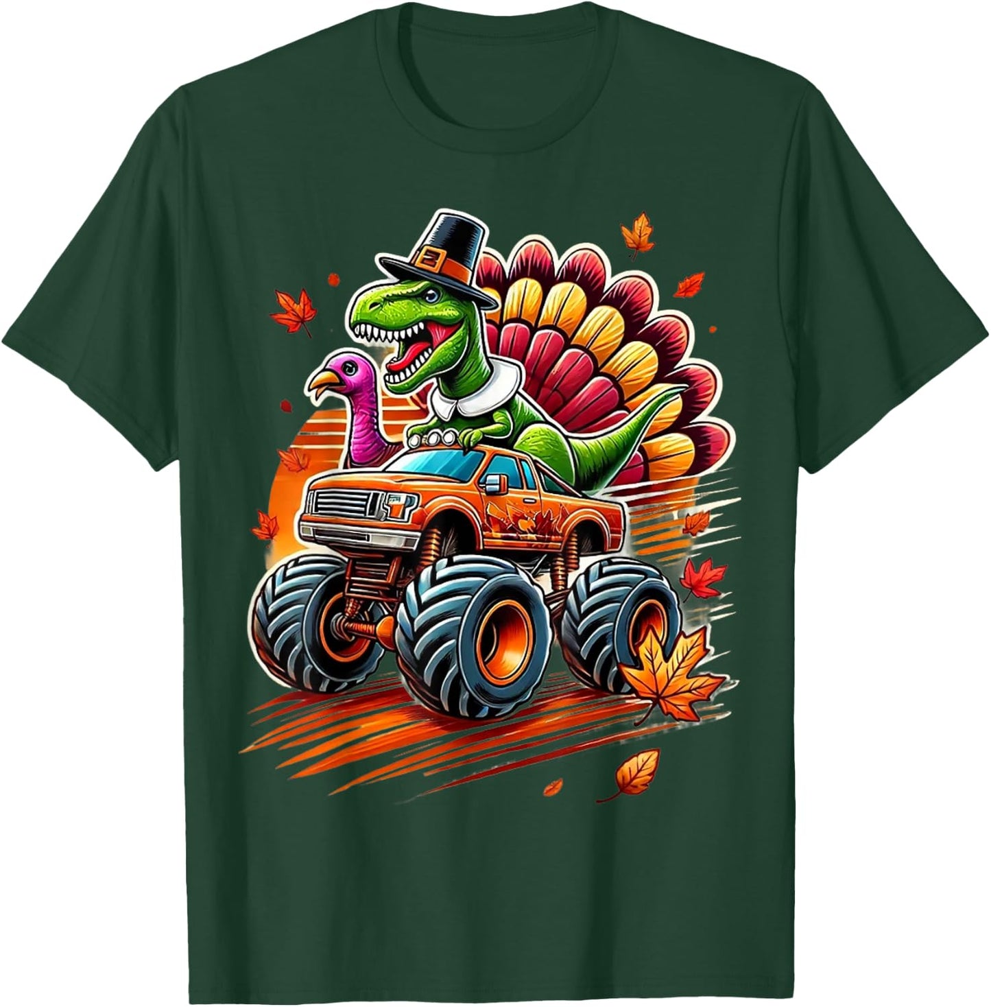 Funny Boys Thanksgiving Shirt Outfit Fall Shirts Kids T Rex T-Shirt - T-Shirt | Forest