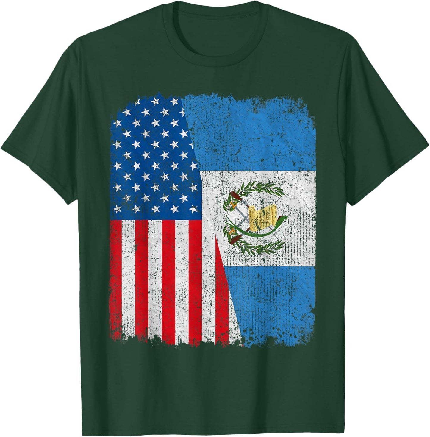 Guatemalan American Flag Half USA Guatemala Root Proud T-Shirt - T-Shirt | Forest