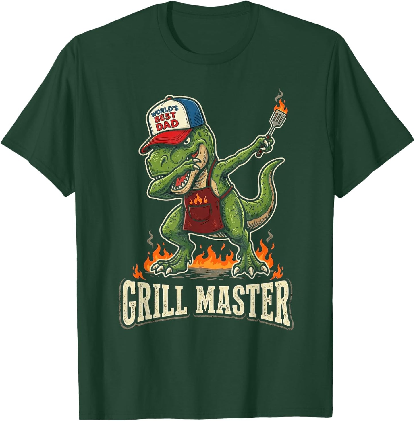 Funny Dinosaur BBQ Grilling Dad Father's Day Summer Cookout T-Shirt - T-Shirt | Forest