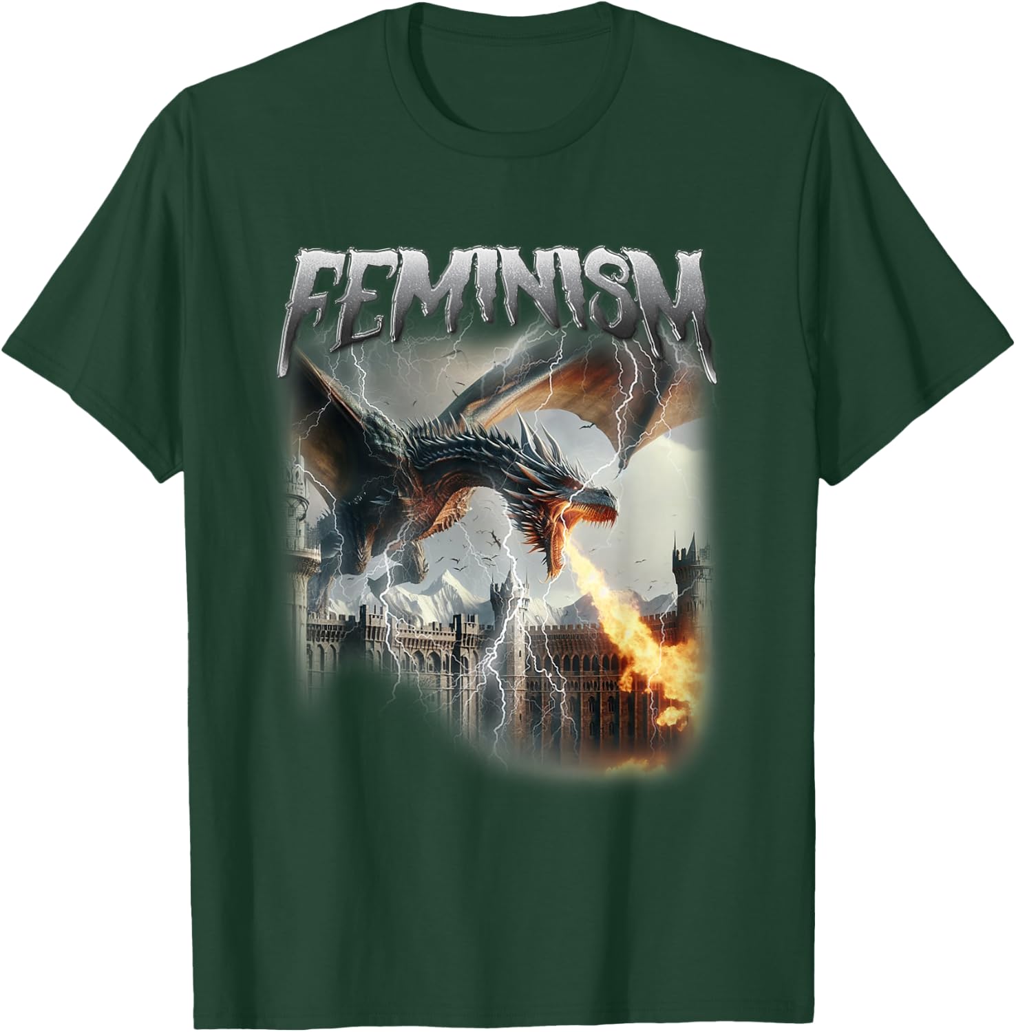Feminism Dragon Fantasy Feminist Dark Academia Women T-Shirt - T-Shirt | Forest