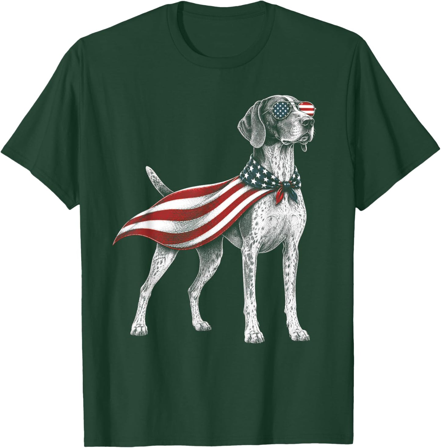 German Shorthaired Pointer 4th of July US American Flag Dog T-Shirt - T-Shirt | Forest