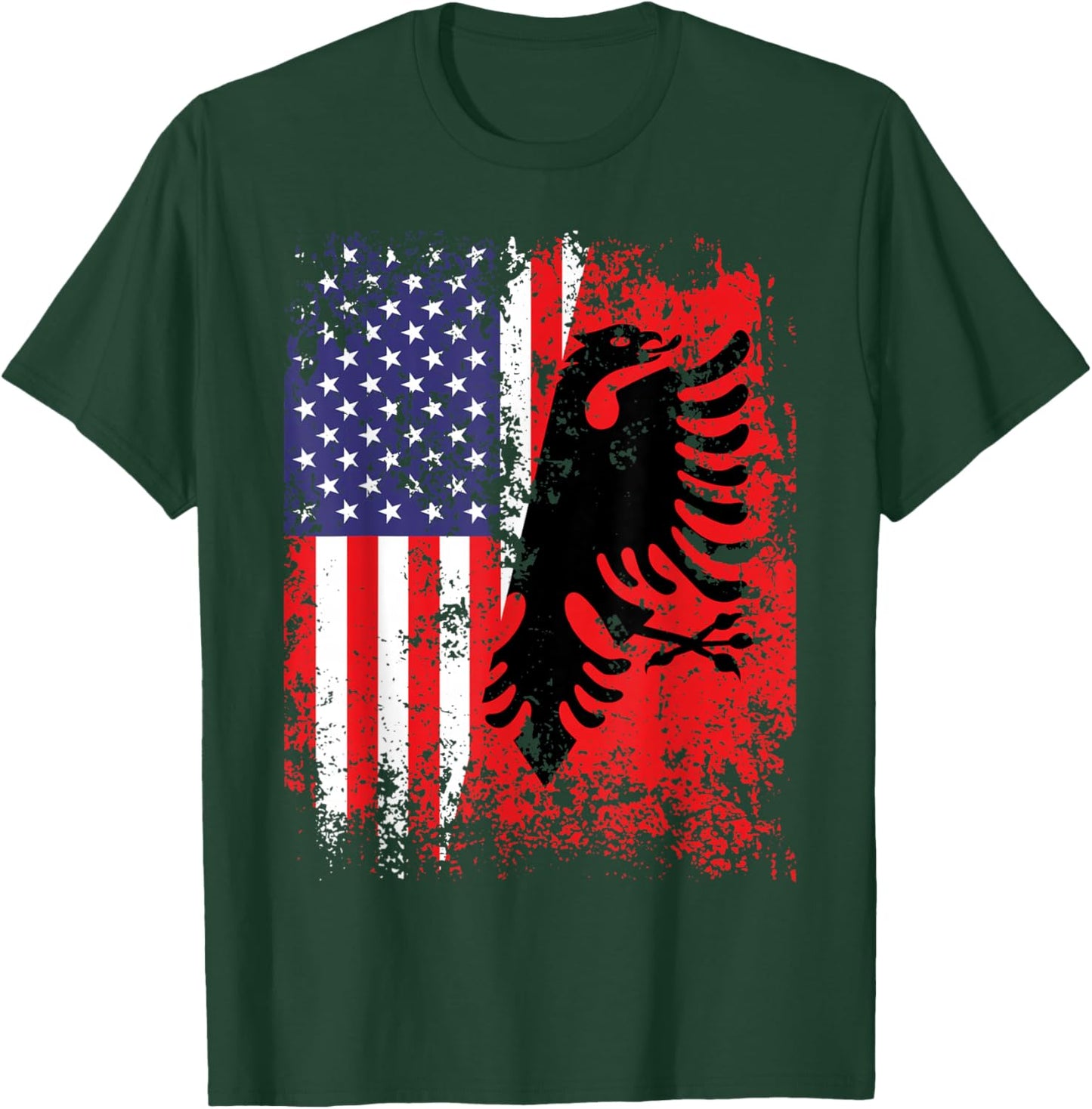 Albanian American Flag USA Albania Flag T-Shirt - T-Shirt | Forest