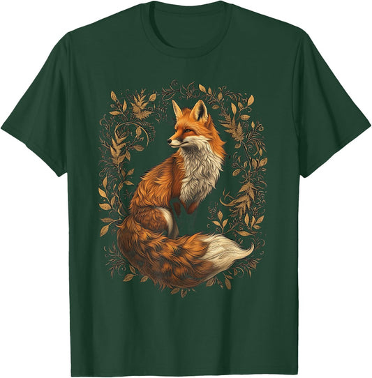 Fuchs Silhouette Füchse mit Blumen Cottagecore Aesthetic T-Shirt - T-Shirt | Forest