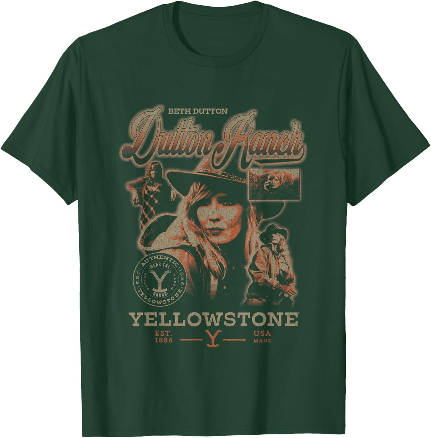 Yellowstone Iconic Beth Dutton Distressed Big Chest Poster T-Shirt - T-Shirt | Forest