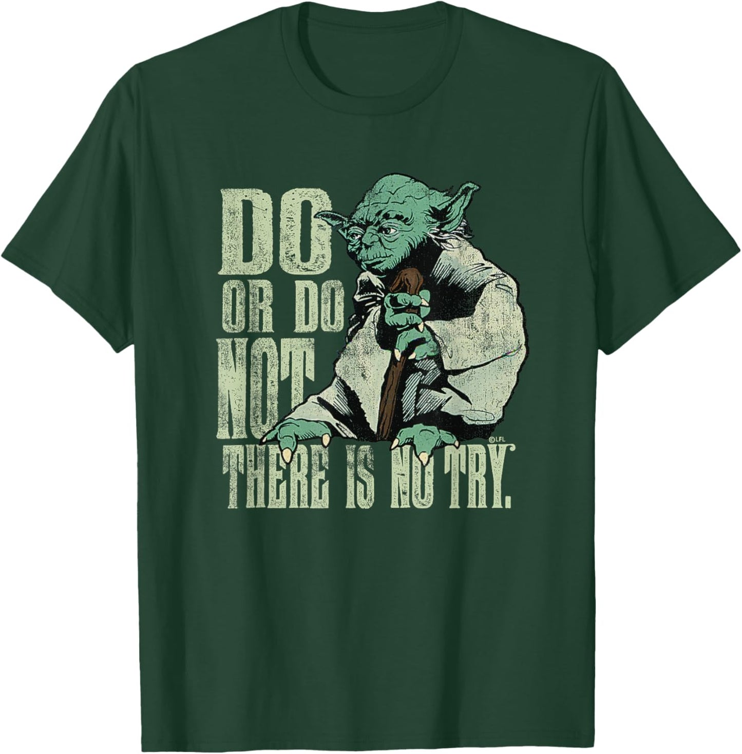 Star Wars Yoda Do or Do Not There is No Try Vintage Style , black T-Shirt - T-Shirt | Forest