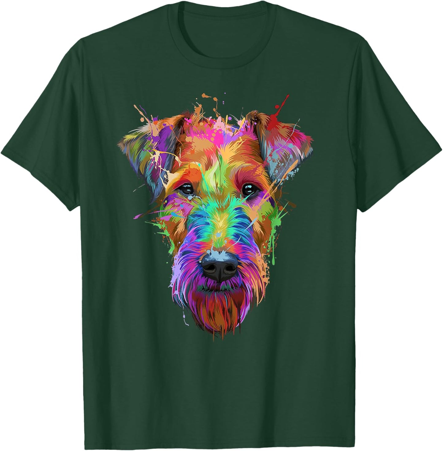 Cute Airedale Terrier Dog Colorful Pop Art Style Retro T-Shirt - T-Shirt | Forest