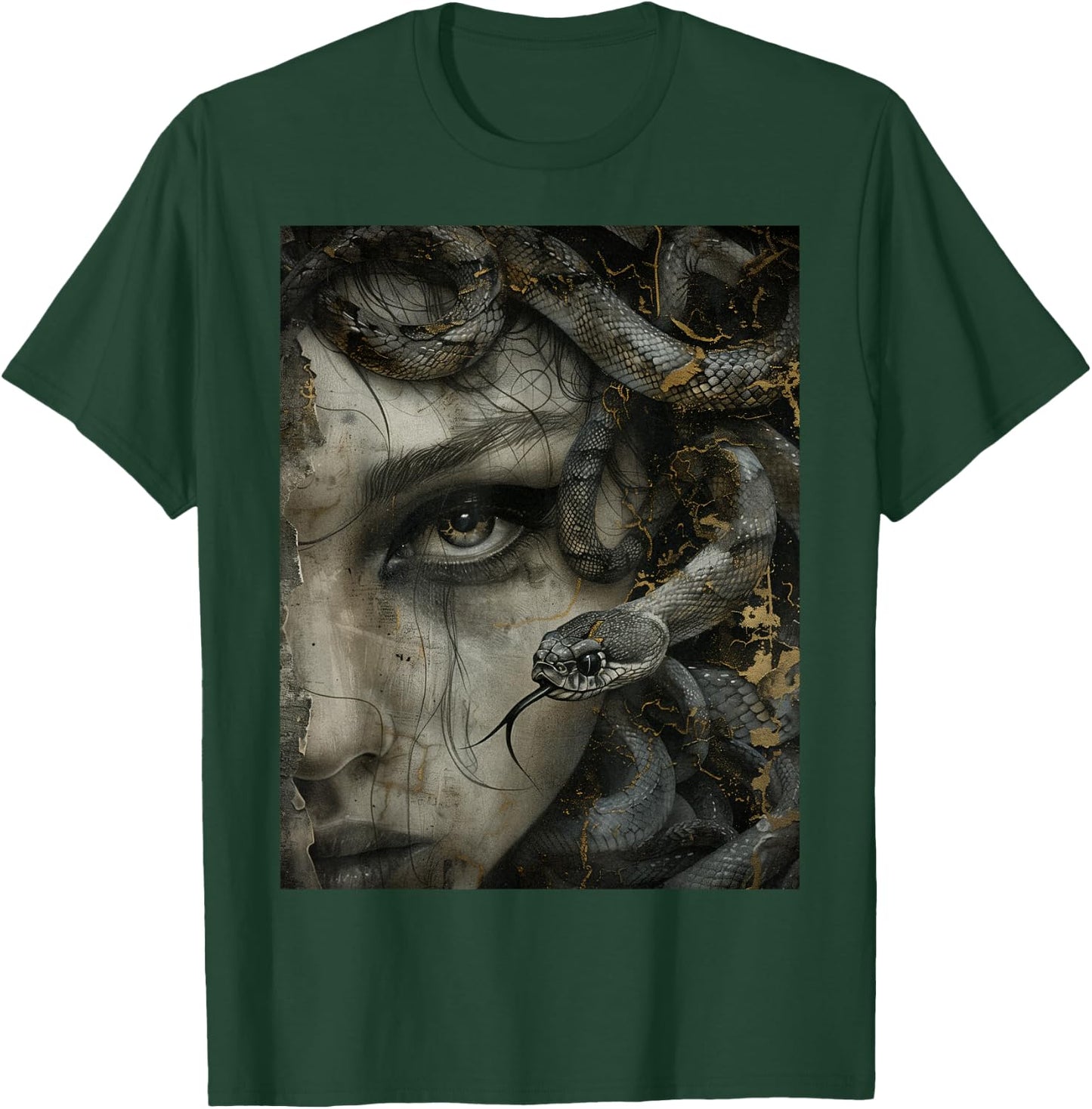 Medusa Greek Mythology Occult Scary Dark Grunge Art T-Shirt - T-Shirt | Forest