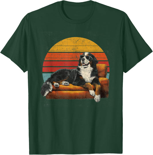 Bernese Mountain Dad Dog Sunglasses Vintage Fathers Day T-Shirt - T-Shirt | Forest