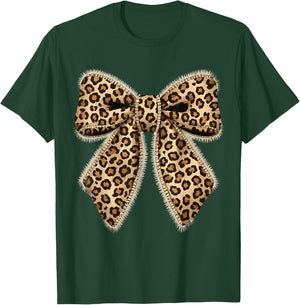 Leopard Bow Coquette Cheetah Pattern T-Shirt - T-Shirt | Forest