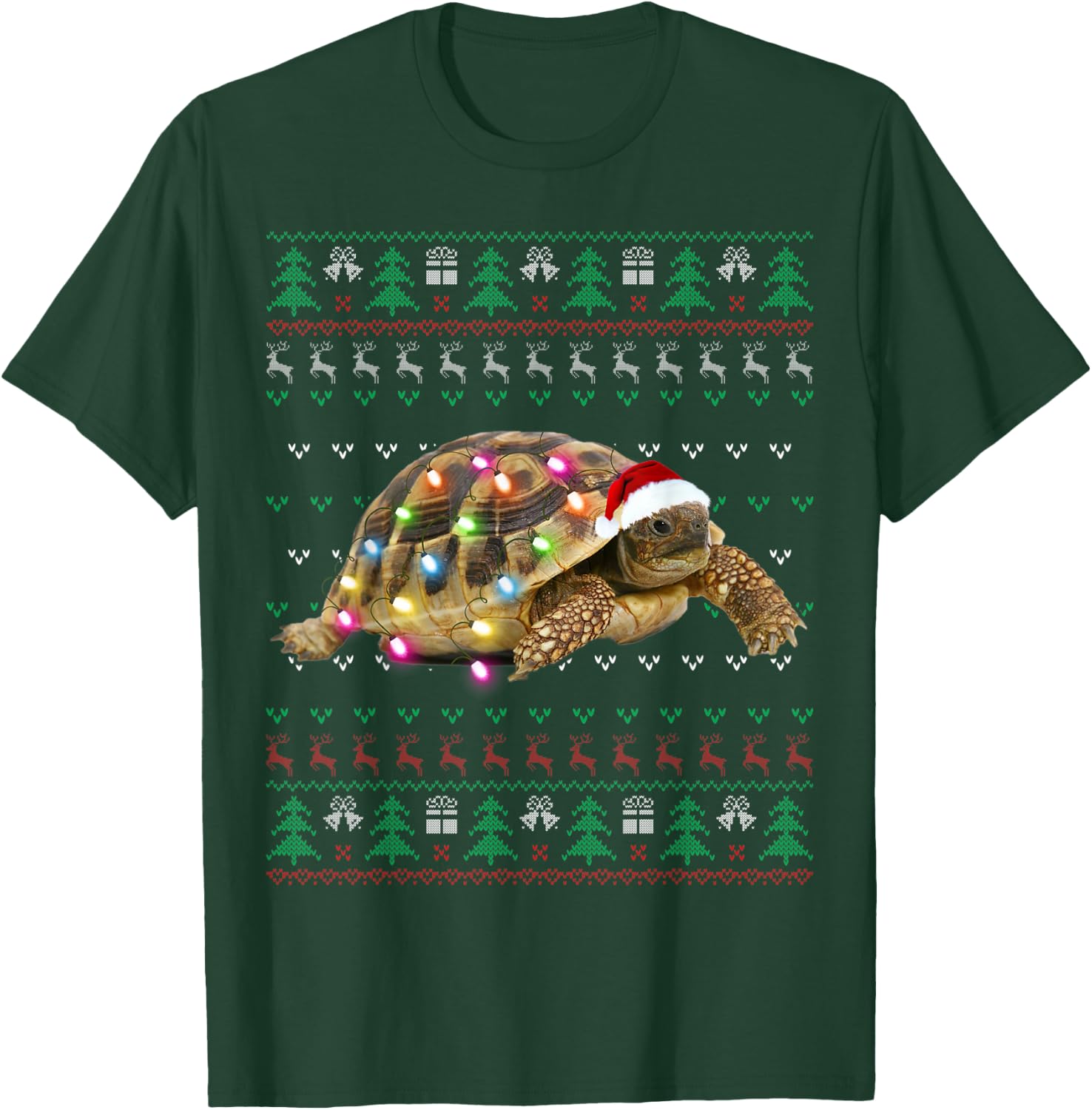 African Sulcata Tortoise Ugly Christmas Sweater T-Shirt - T-Shirt | Forest