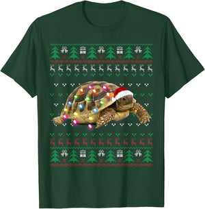 African Sulcata Tortoise Ugly Christmas Sweater T-Shirt - T-Shirt | Forest