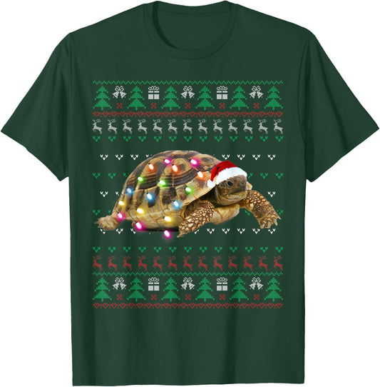 African Sulcata Tortoise Ugly Christmas Sweater T-Shirt - T-Shirt | Forest
