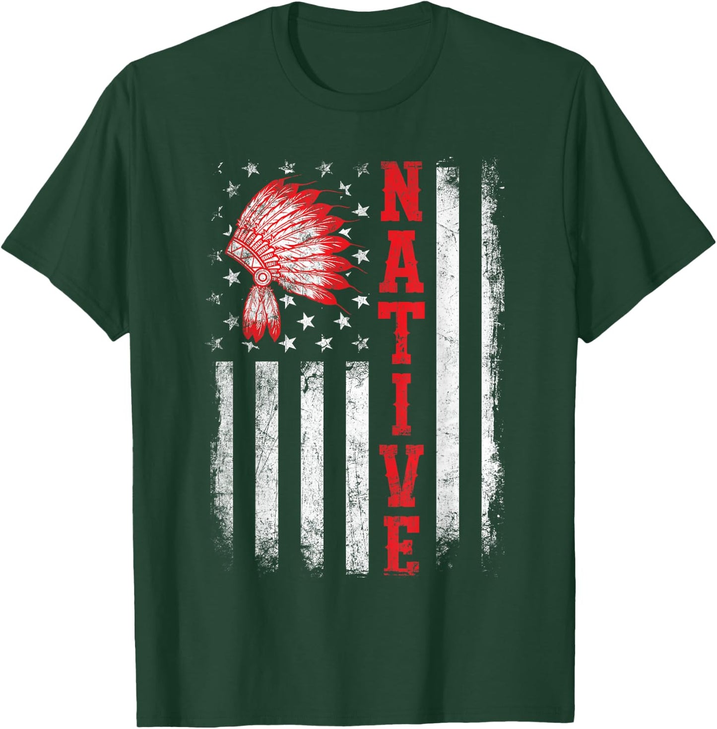 Native - American Day USA Flag Cherokee Indigenous People T-Shirt - T-Shirt | Forest