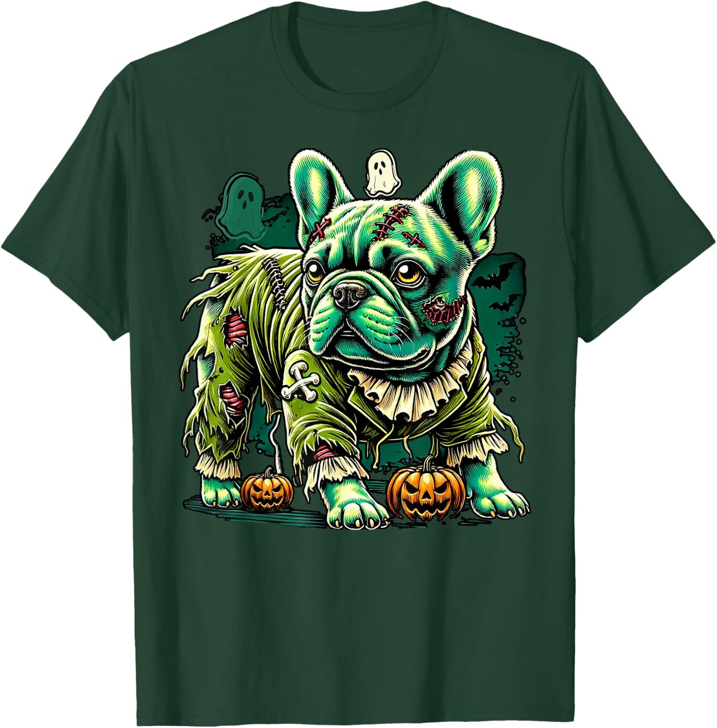 Zombie French Bulldog Halloween Dog Undead Puppy Costume Women T-Shirt - T-Shirt | Forest
