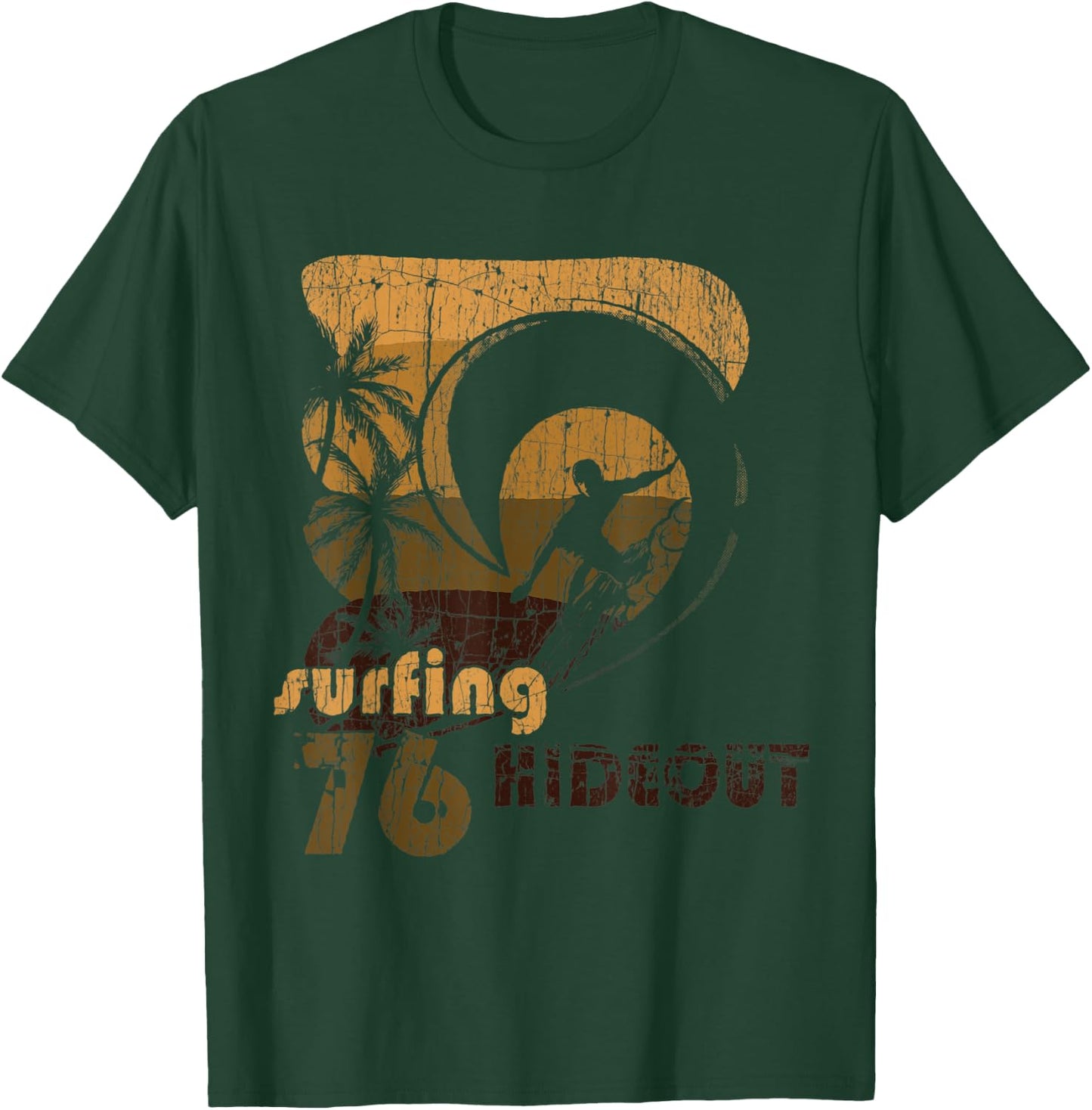 Retro Vintage Look Surfing Hideout 76 Surfer T-Shirt - T-Shirt | Forest