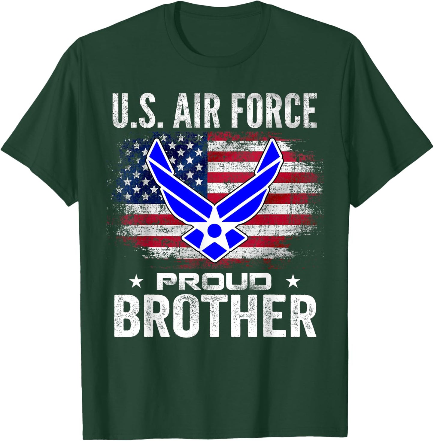 U.S Air Force Proud Brother With American Flag Gift Veteran T-Shirt - T-Shirt | Forest