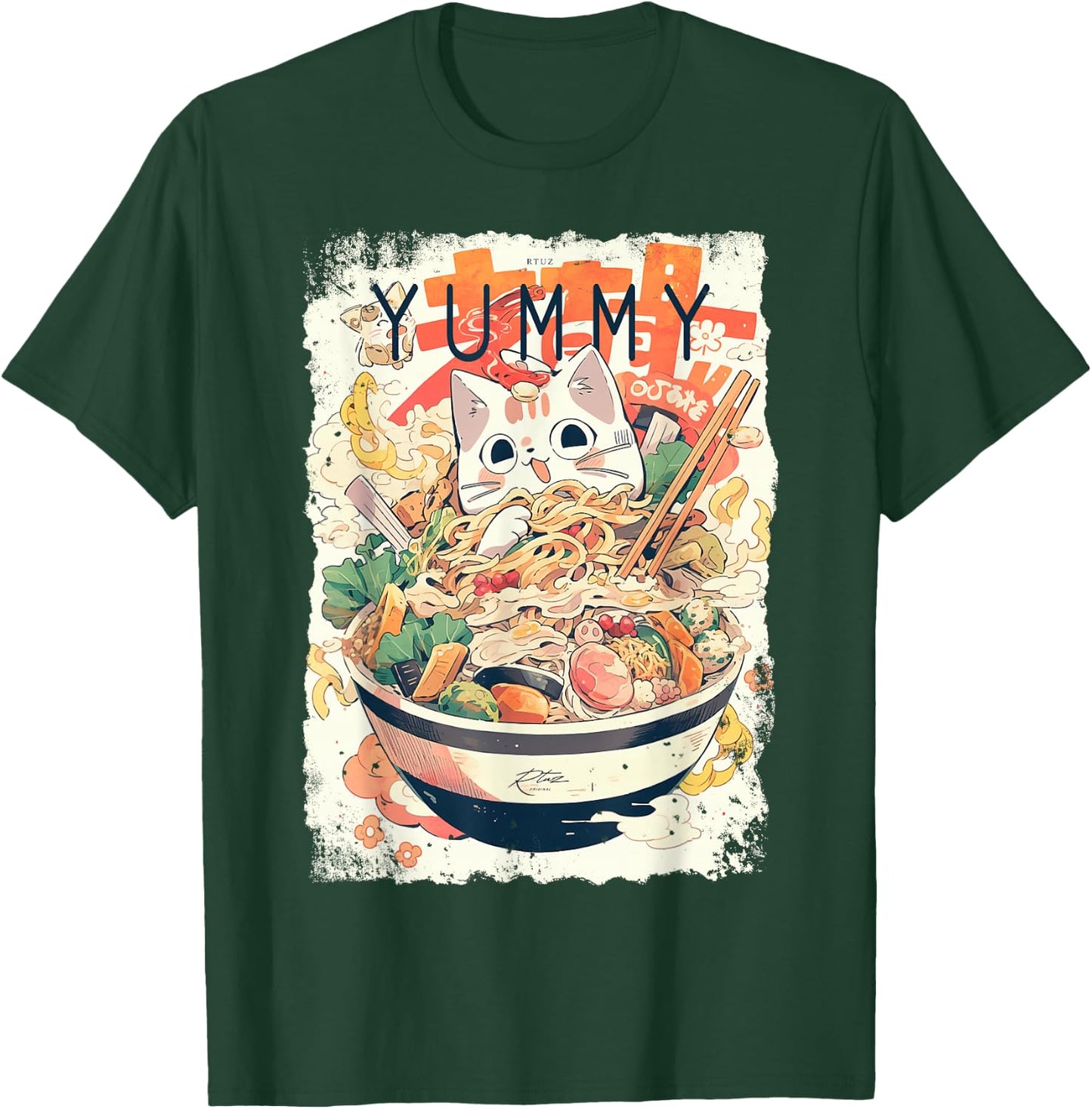 Ramen Nudeln Katze Japan Y2K Kawaii Retro Katzen Manga Anime T-Shirt - T-Shirt | Forest
