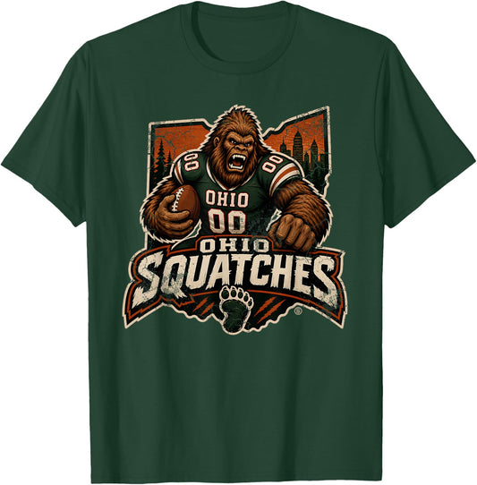Ohio Big Foot Squatches Sasquatch Football Funny Humor T-Shirt - T-Shirt | Forest