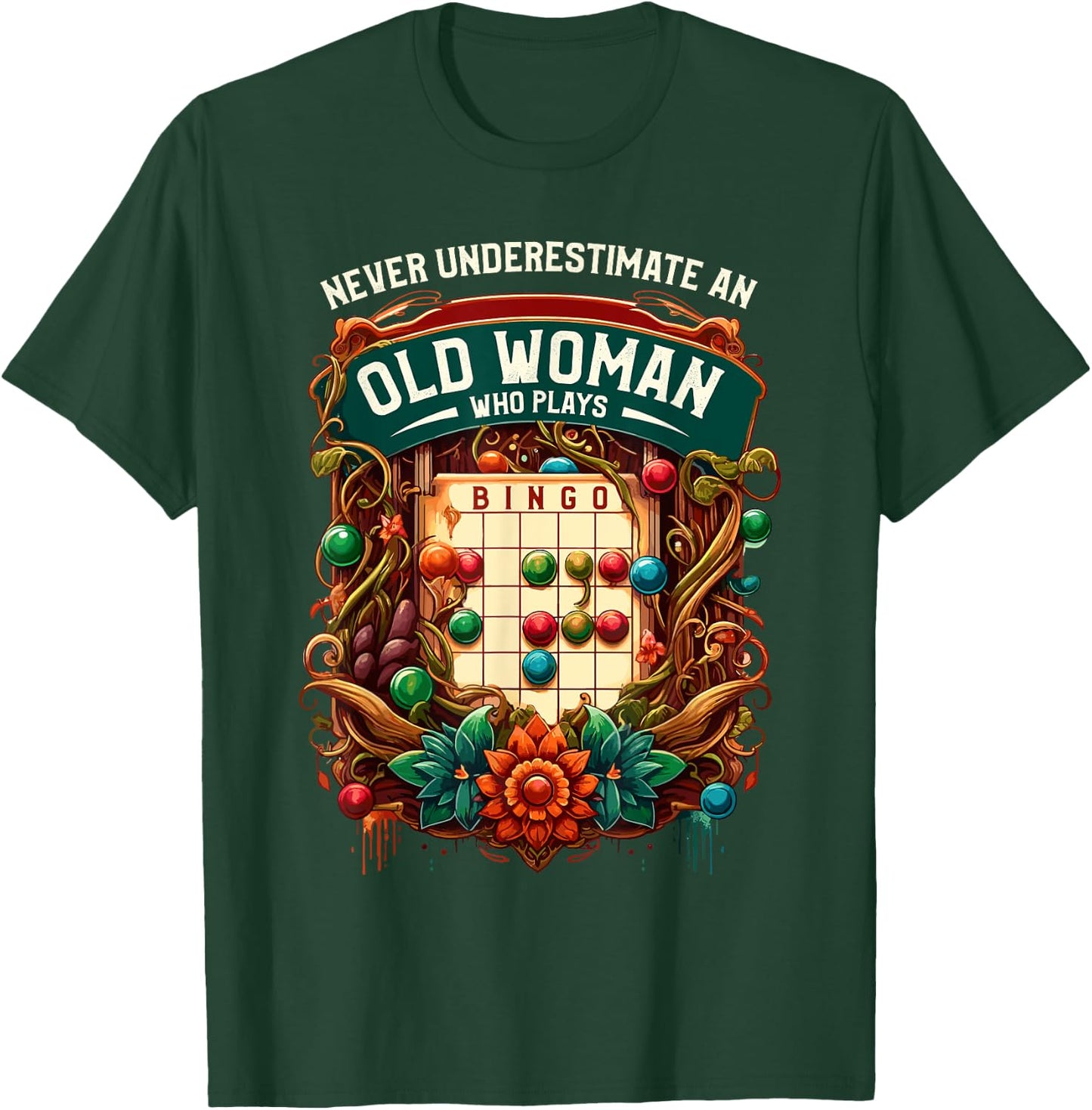 Woman Bingo Player Gambling Bingo Card Game T-Shirt - T-Shirt | Forest