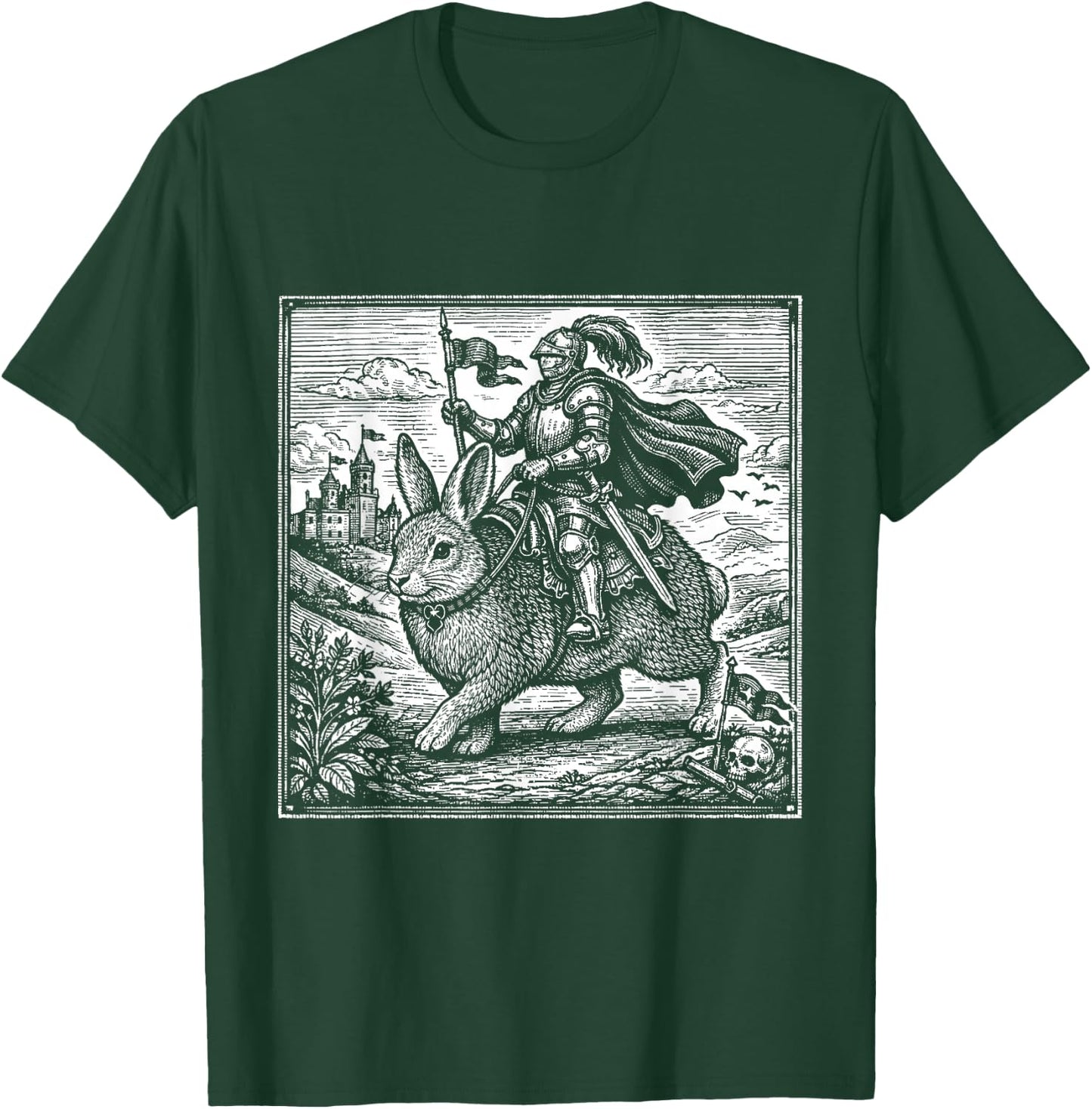 Funny Medieval Knight Rabbit Castle Fantasy Renaissance Fair T-Shirt - T-Shirt | Forest