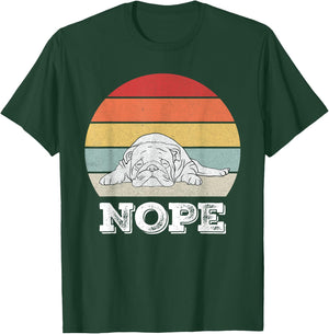 Retro Nope Lazy English Bulldog Dog Shirt Dog Lover Gifts T-Shirt - T-Shirt | Forest