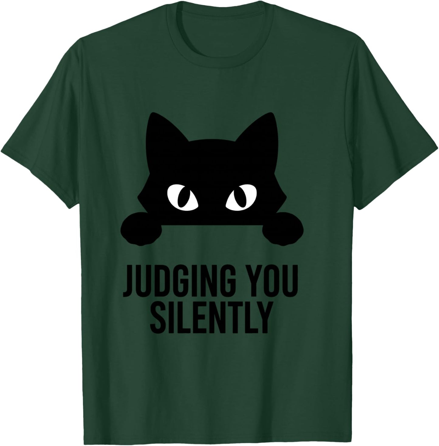 Black Cute Cat Eyes Minimalist Funny Judging You Silently T-Shirt - T-Shirt | Forest
