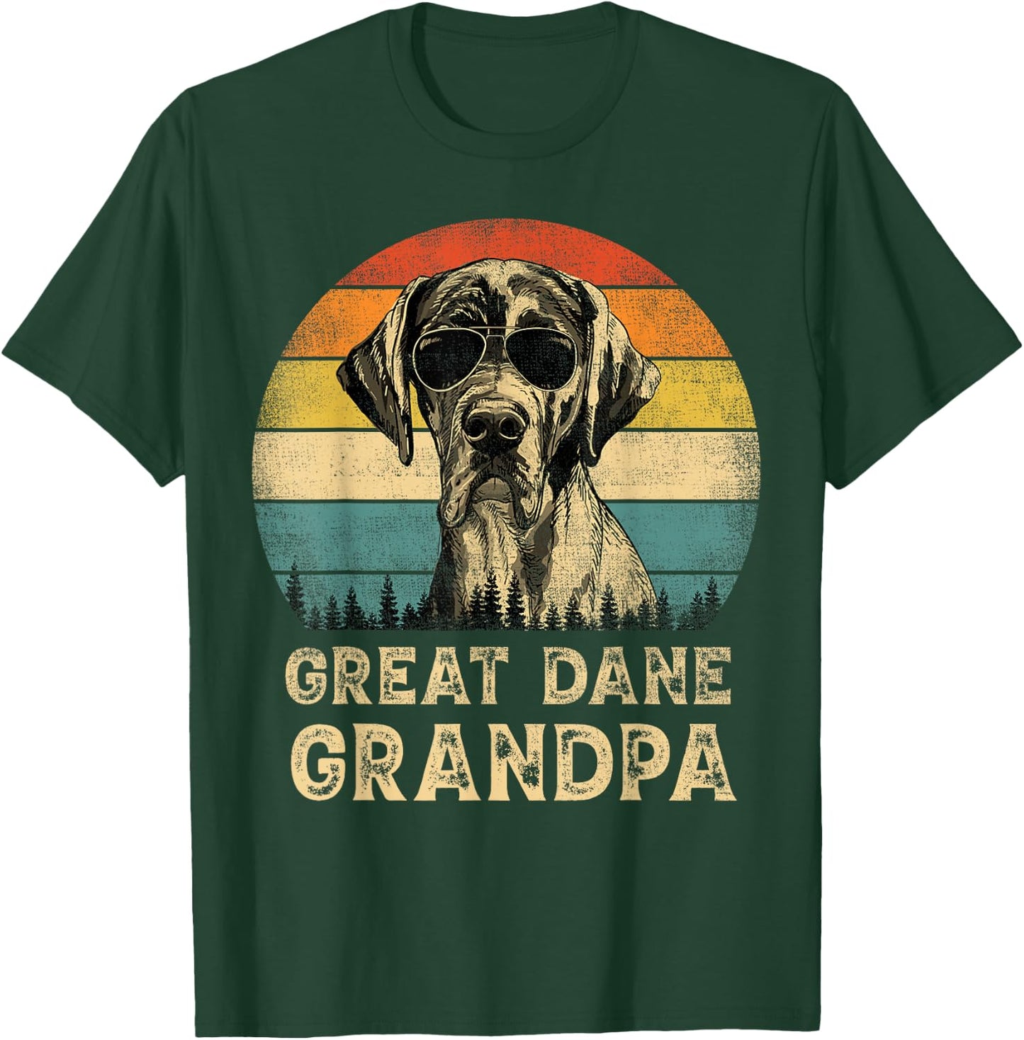 Vintage Great Dane Grandpa Dog Lovers Father's Day T-Shirt - T-Shirt | Forest
