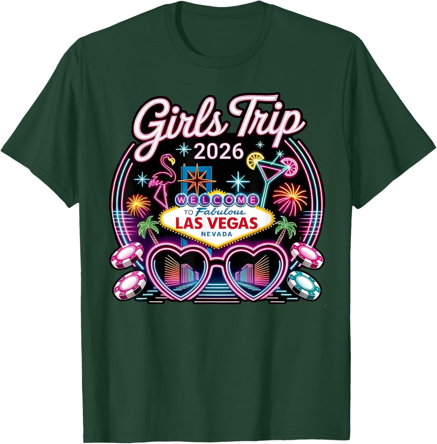 Girls Trip Las Vegas Vacation 2026 Friends Matching T-Shirt - T-Shirt | Forest