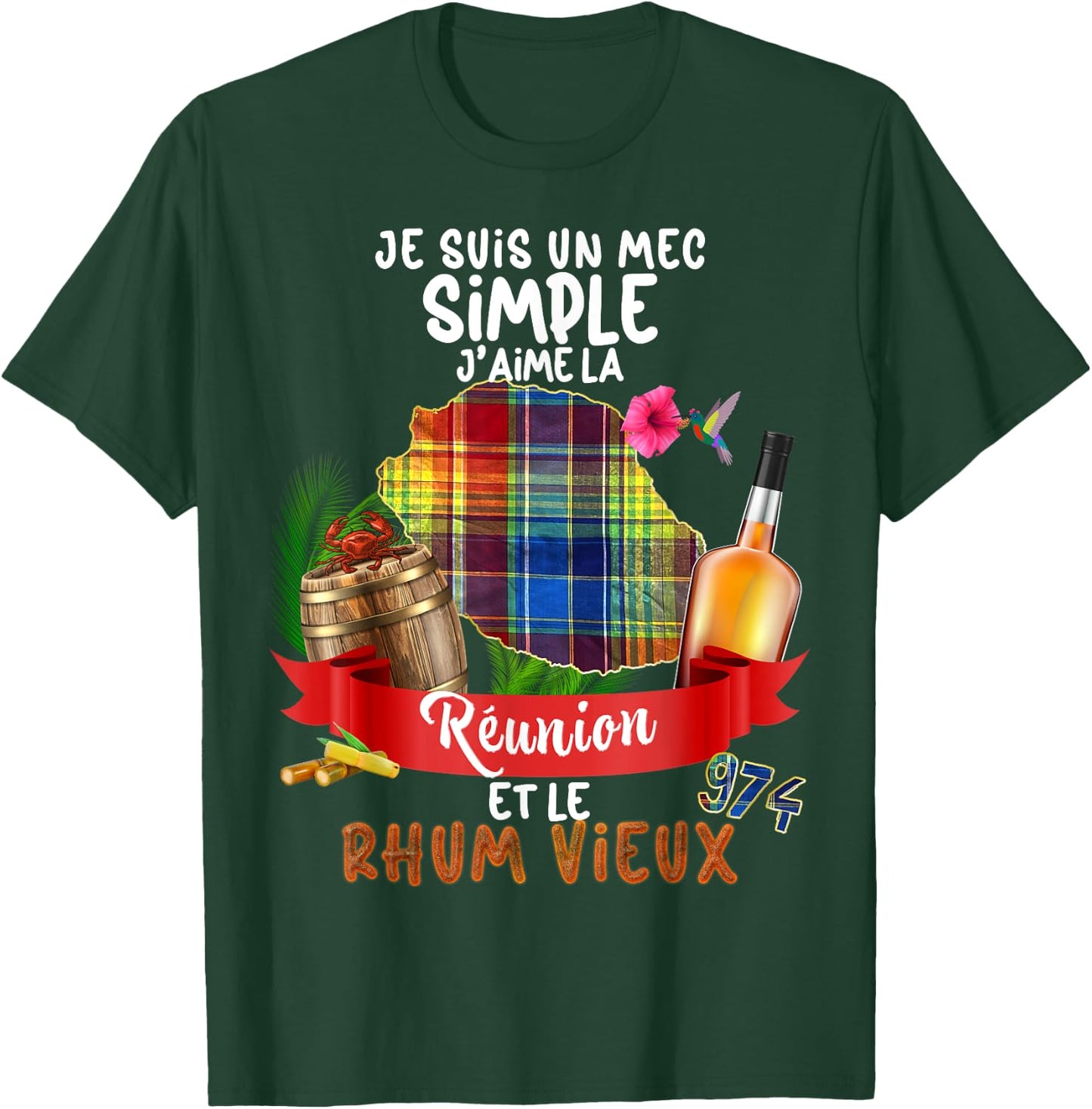 Man Reunion Island Aperitif Rum Old Ti Punch Papa Grandpa , Black, S T-Shirt - T-Shirt | Forest