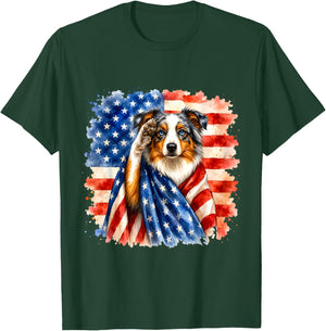 Vintage Australian Shepherd Patriot T-Shirt - T-Shirt | Forest
