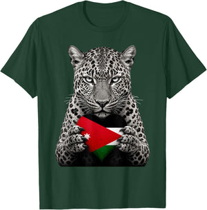 Jordan Flag Heart Pride Country Heritage Leopard Jordanian T-Shirt - T-Shirt | Forest