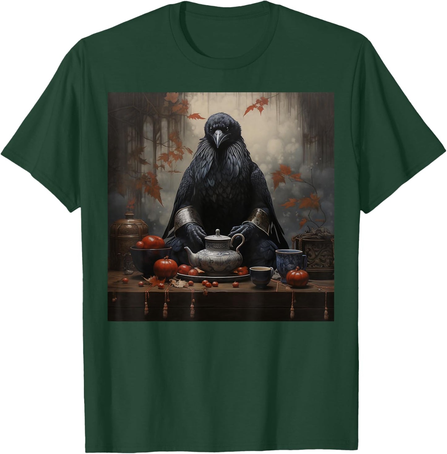 Japanese Art Japanese Woodblock Art Print Tea Ceremony Crow T-Shirt - T-Shirt | Forest