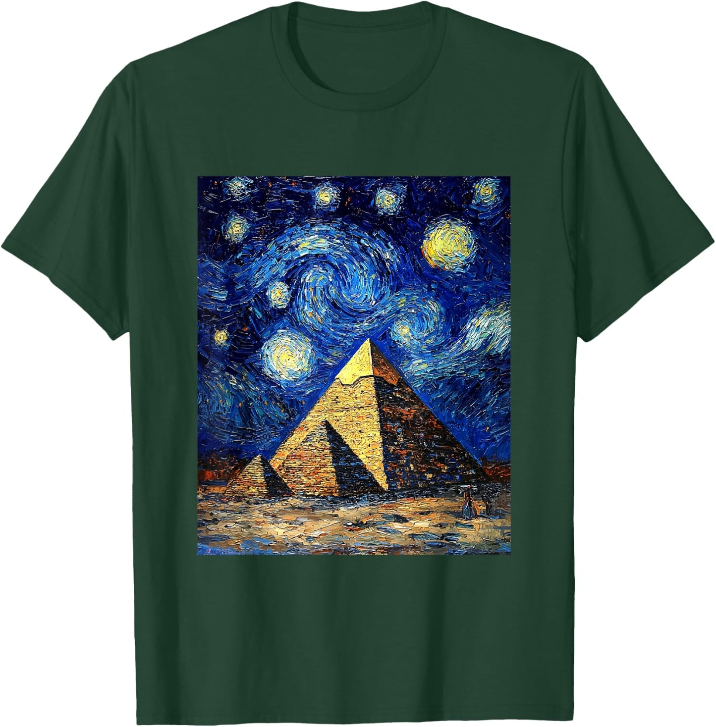 Pyramid Egyptian Egypt - Van Gogh Style - Starry Night T-Shirt - T-Shirt | Forest