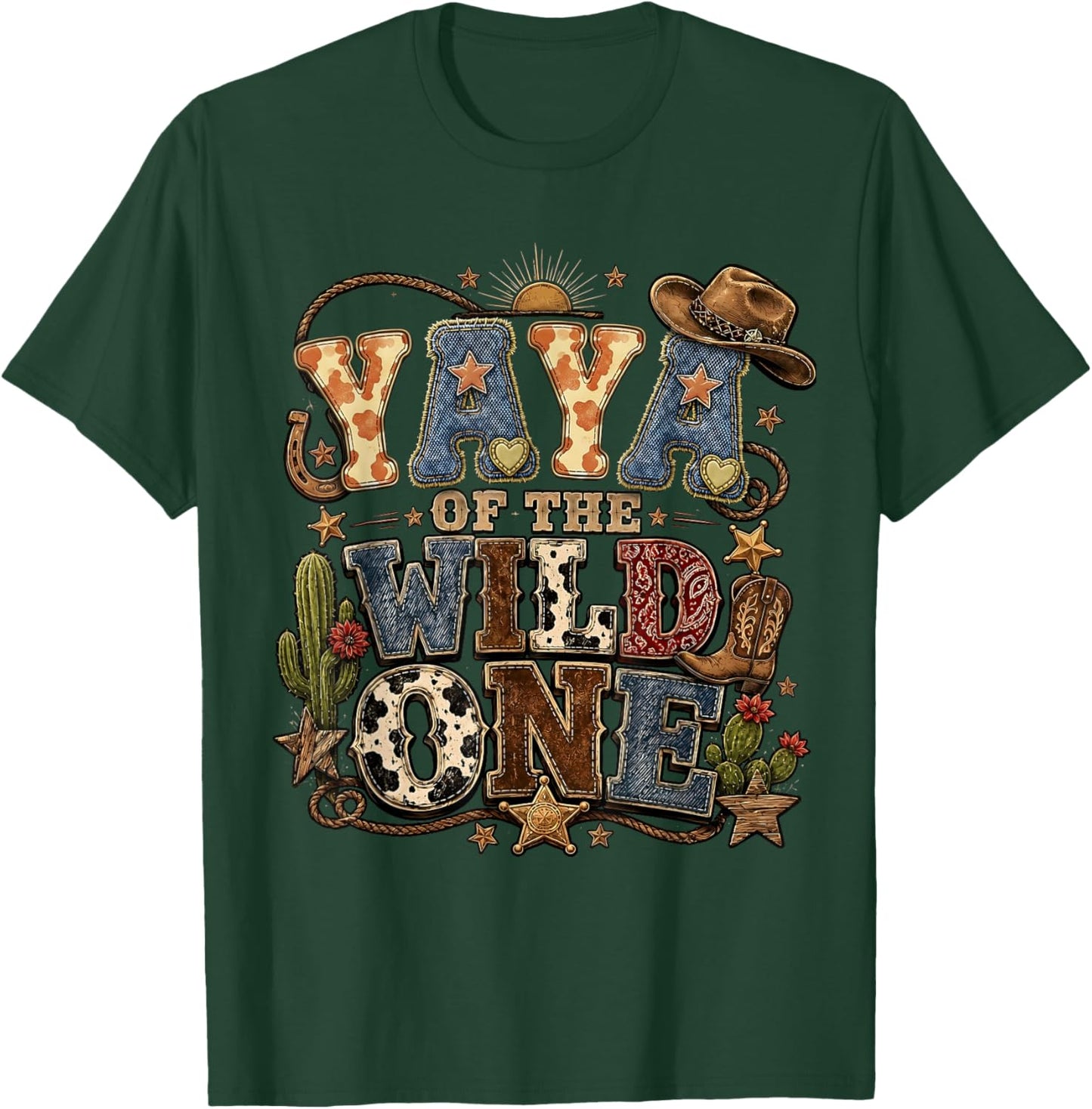 Grandma Yaya of The Wild One Cowboy First Birthday Party T-Shirt - T-Shirt | Forest