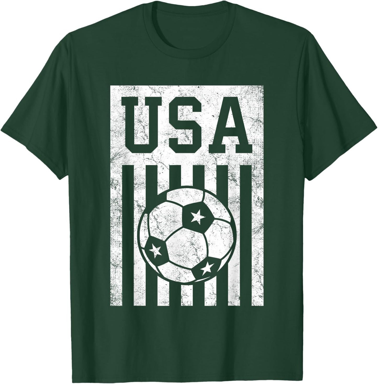 USA Soccer American Flag Women Men Kids American Soccer Fan T-Shirt - T-Shirt | Forest