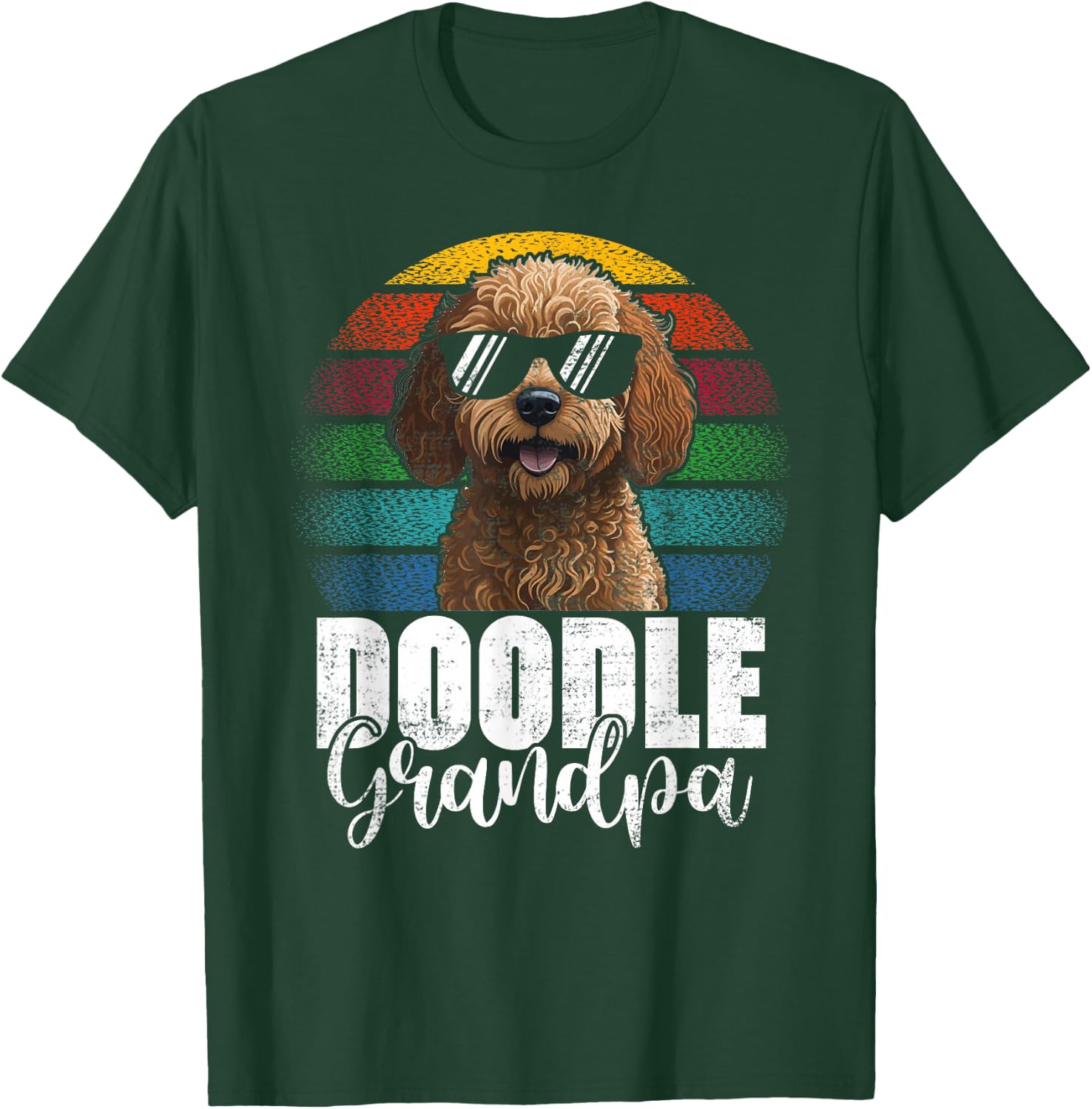 Retro Doodle Grandpa Goldendoodle Dog Lover Fathers Day Men T-Shirt - T-Shirt | Forest