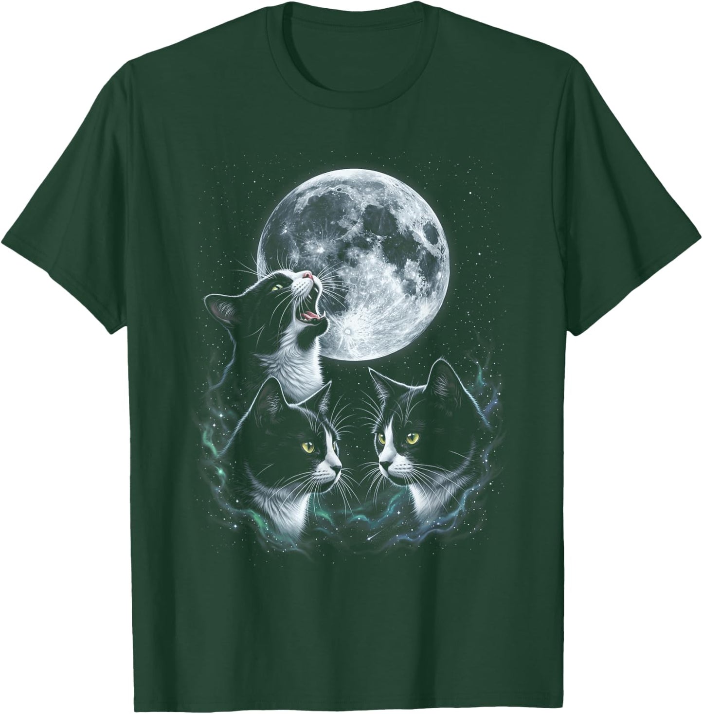 Howling At The Moon Tuxedo Cats T-Shirt - T-Shirt | Forest