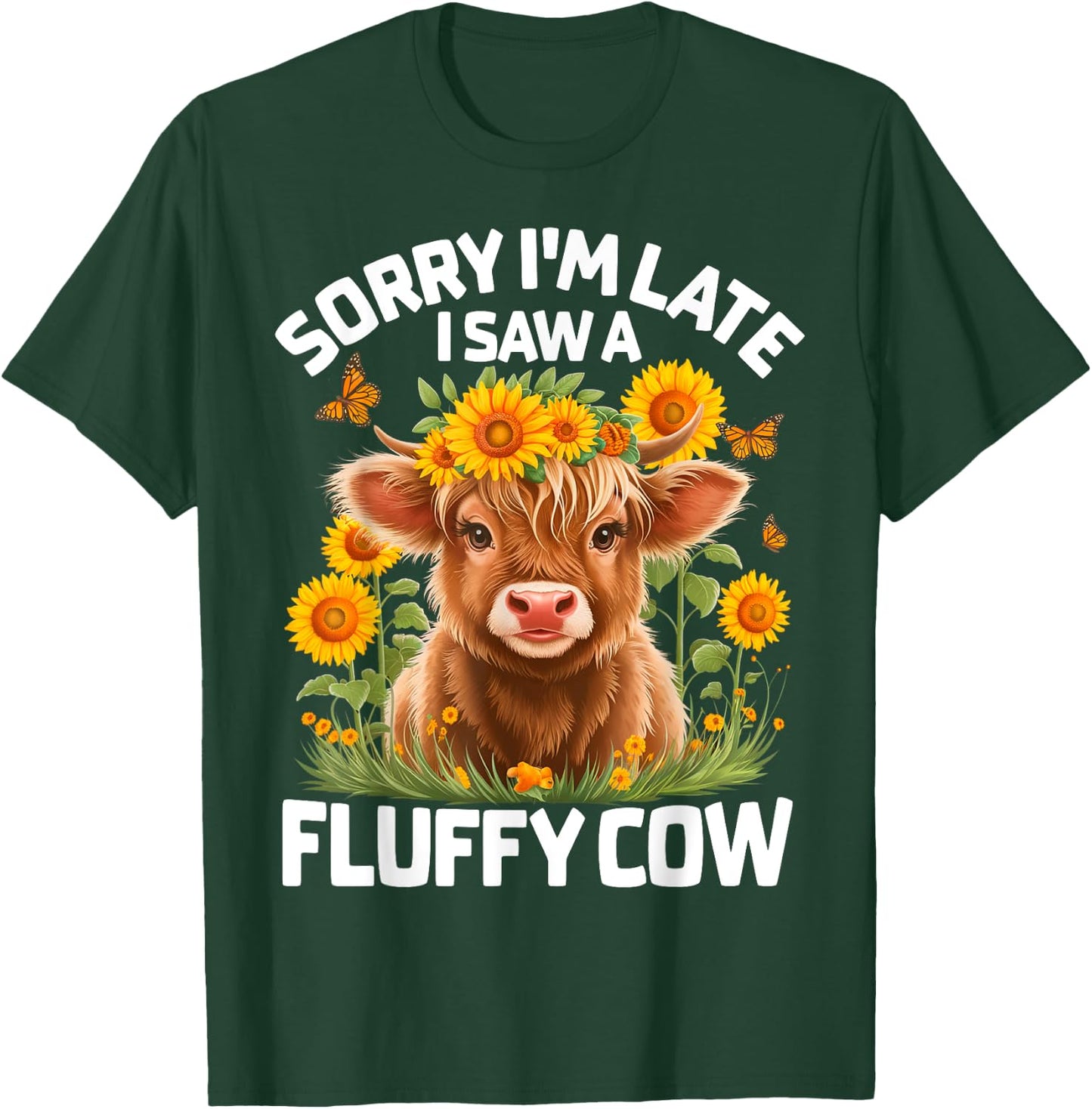 Cute Fluffy Highland Cow Design for Cow Lovers T-Shirt - T-Shirt | Forest