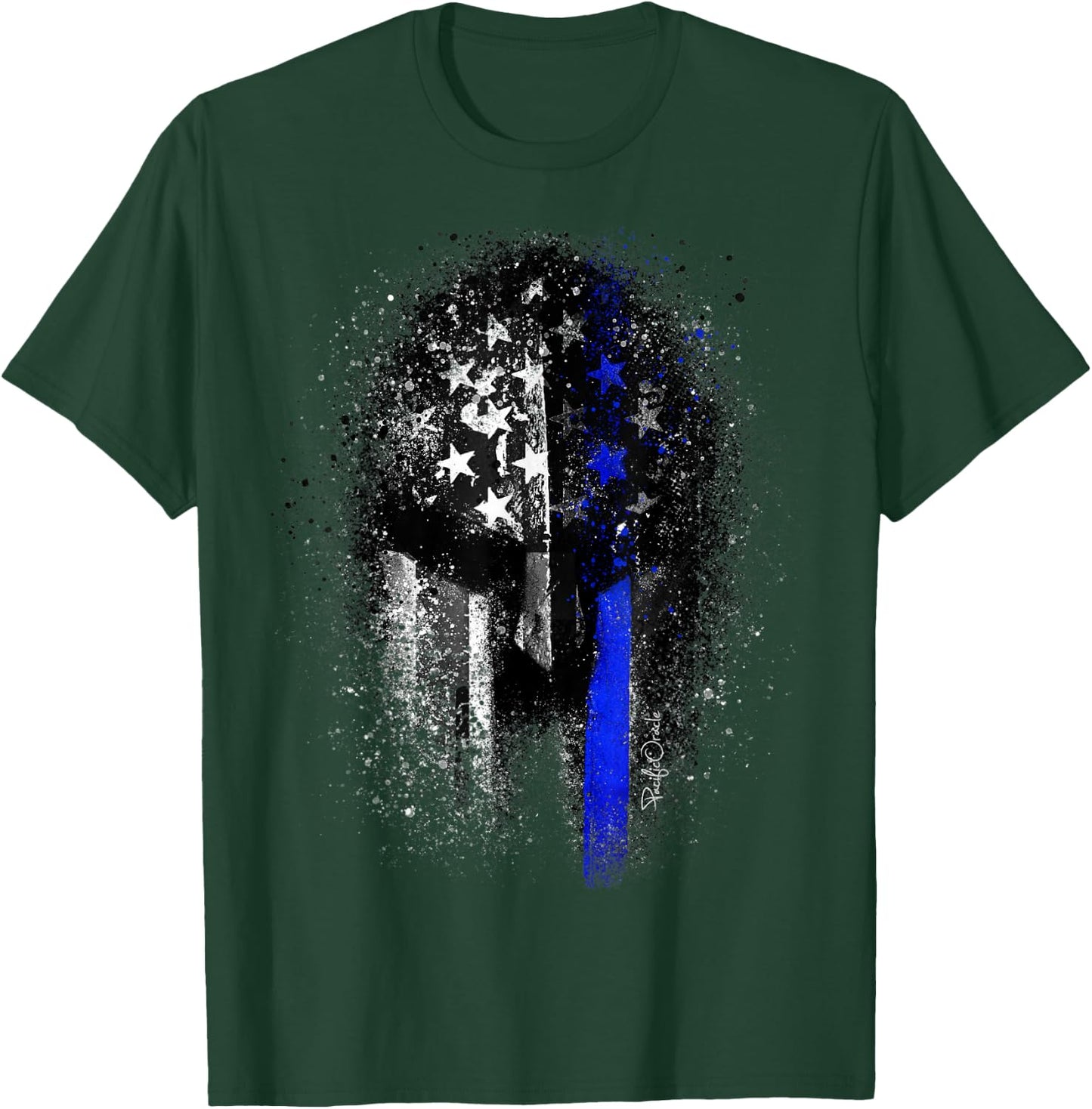 Epic Patriotic Spartan Flag Police Support Thin Blue Line T-Shirt - T-Shirt | Forest