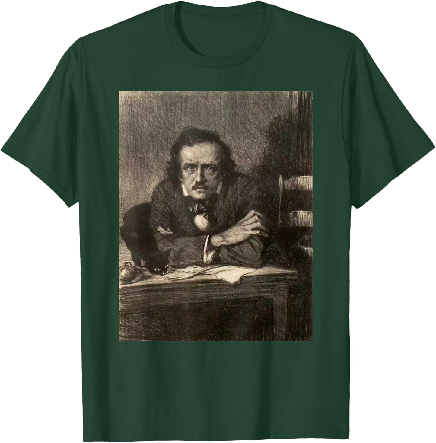 Poe Black Cat-Vintage Cat Lover Edgar Allan Poe T-Shirt - T-Shirt | Forest