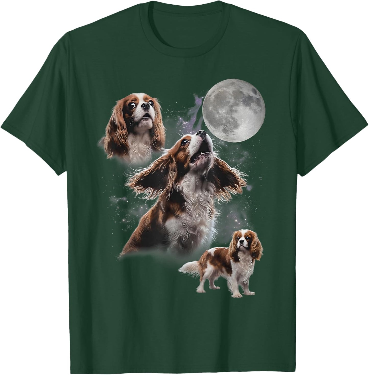 Cavalier King Charles Spaniel Howling At The Moon T-Shirt - T-Shirt | Forest