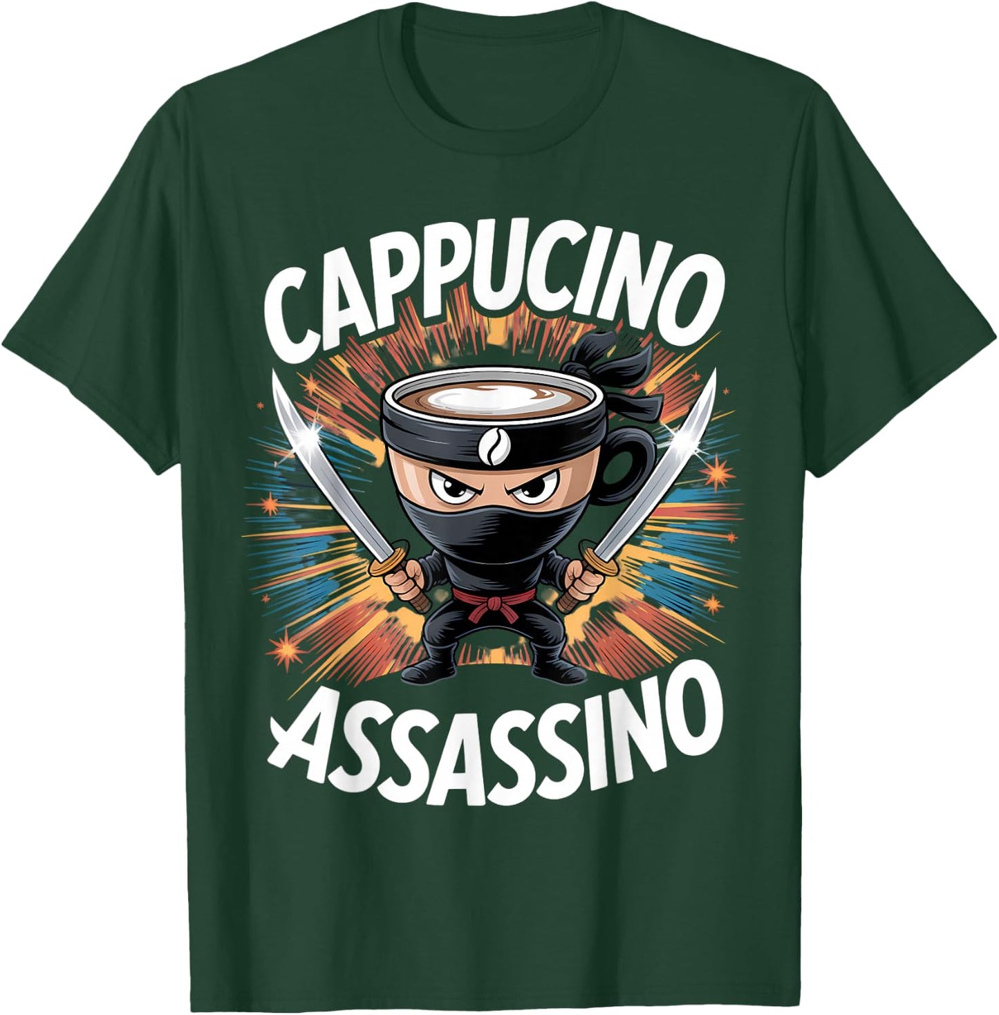 Cappuccino Assassino Brainrot Cafe Italian Assassin Meme T-Shirt - T-Shirt | Forest