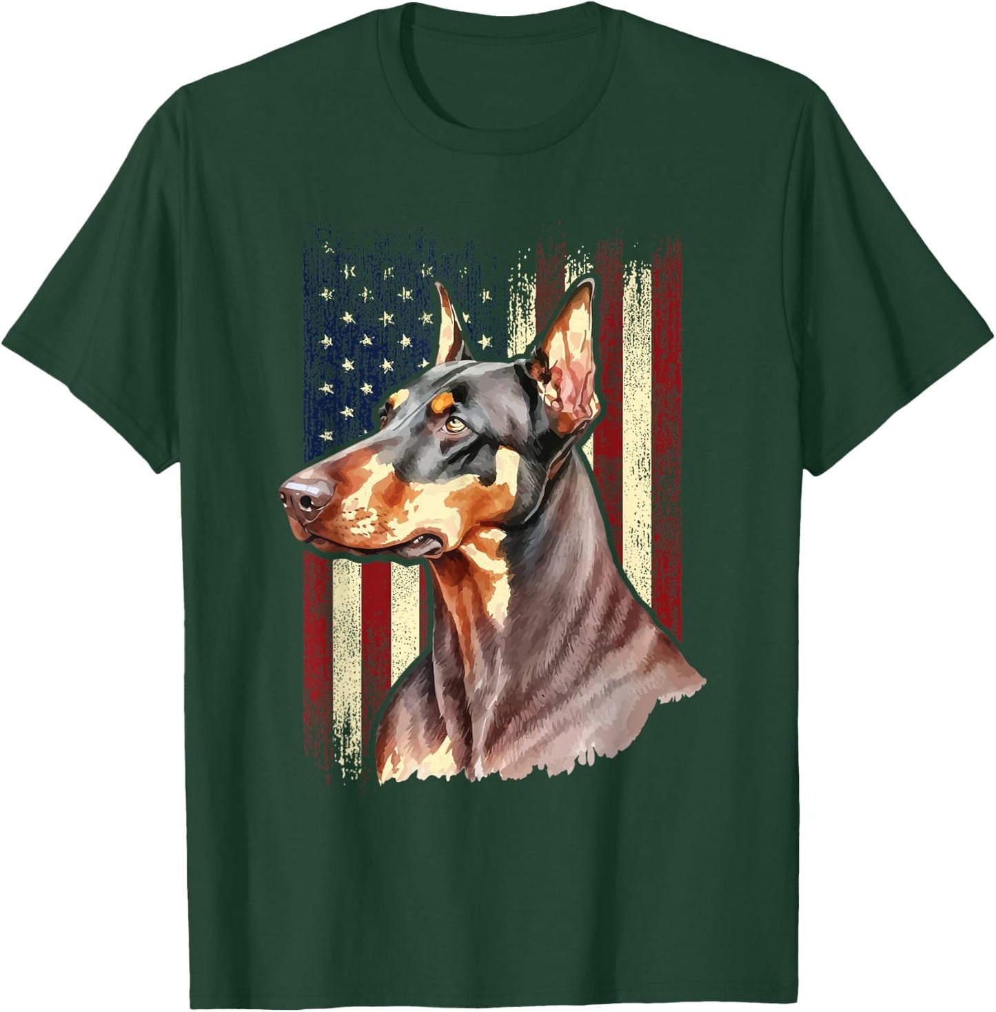 USA American Flag Doberman - Canine Pet Lover Dog Trainer T-Shirt - T-Shirt | Forest