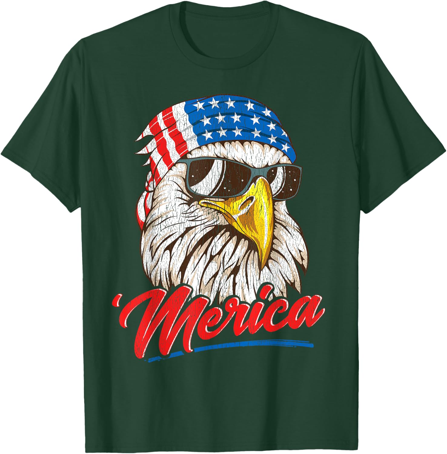Bald Eagle Merica 80s Mullet Eagle America USA 4th of July Men T-Shirt - T-Shirt | Forest