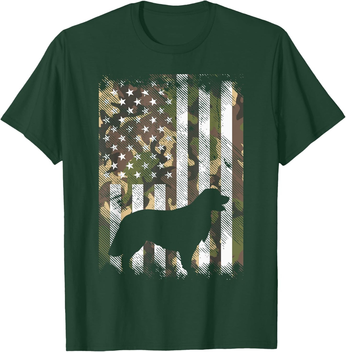 Camo Flag Golden Retriever Vintage Patriotic Dog Lover Gift T-Shirt - T-Shirt | Forest
