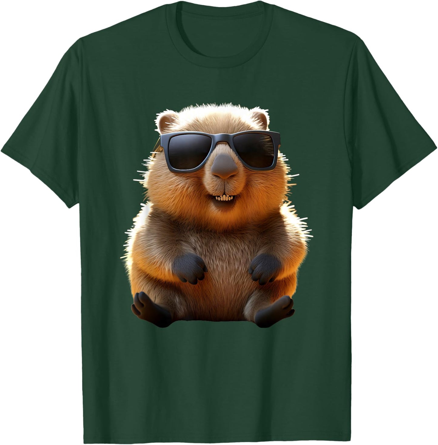 Wombat with Sunglasses Australia Marsupial Cute Wombat , black T-Shirt - T-Shirt | Forest